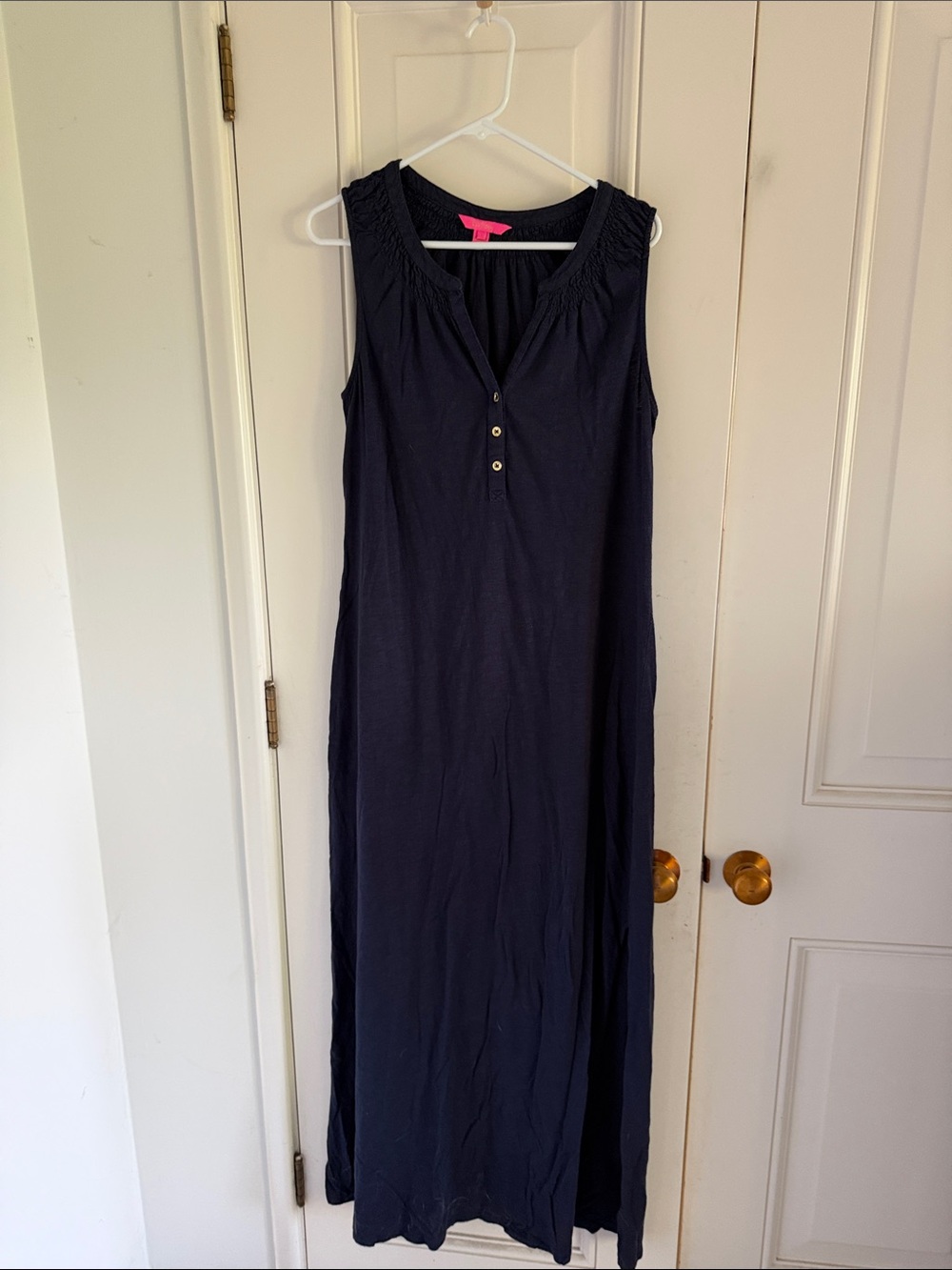 Lilly Pulitzer Navy Sleeveless Maxi Dress with Button Placket